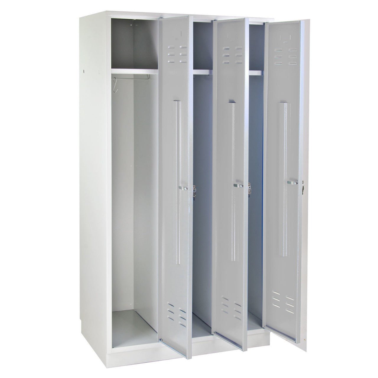 ADB Garderobenschrank Spind 3-türig lichtgrau 1775x890x500