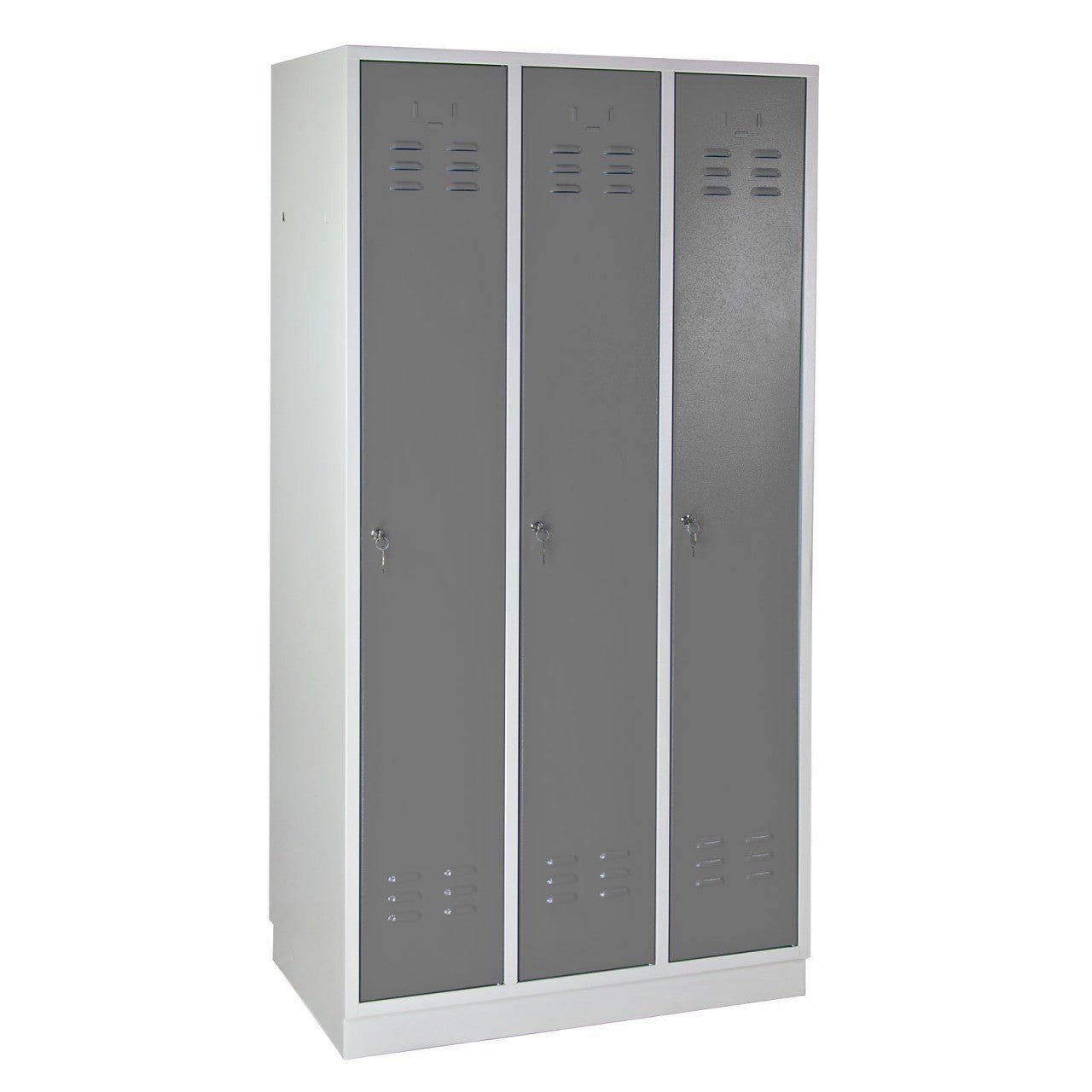 ADB Garderobenschrank Spind 3-türig silbergrau 1775x890x500