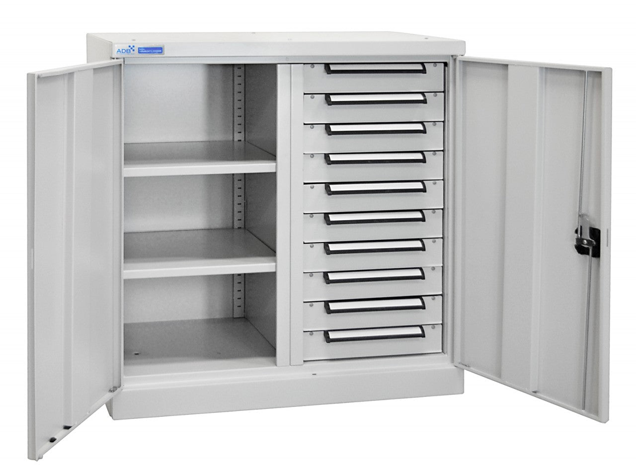 ADB Universalschrank mit 2 Fachbödenen und 10 Schubladen
