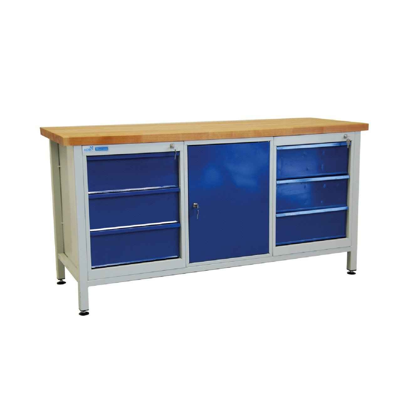 ADB Werkbank Packtisch 1700x840x600 mm 6 Schubladen + 1 Tür