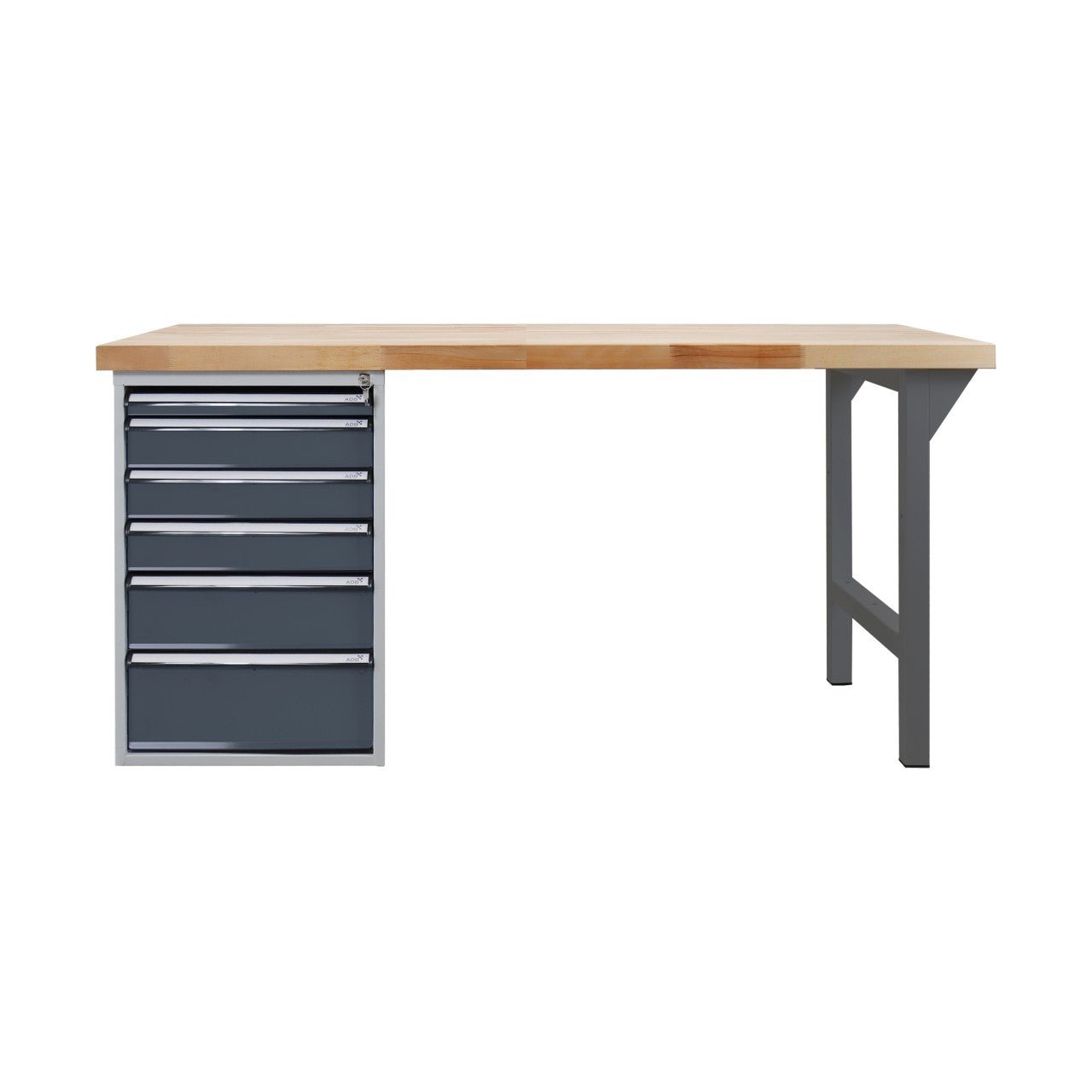 ADB Werkbank PROFI 1500, 6 Schubladen, RAL 7016, Höhe 850