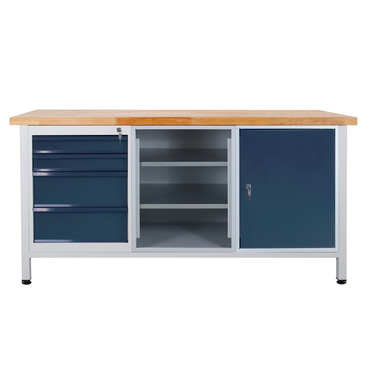 ADB Werkbank / Werktisch, 1700x600x840 mm, mit 1 Tür + 4 Schubladen