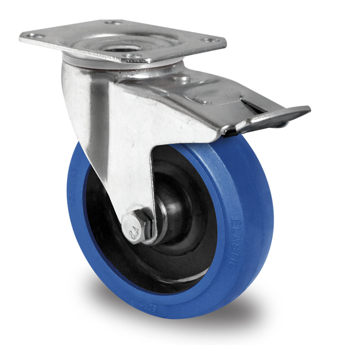 Lenkrolle mit Feststeller, Ø 125 mm, Elastik