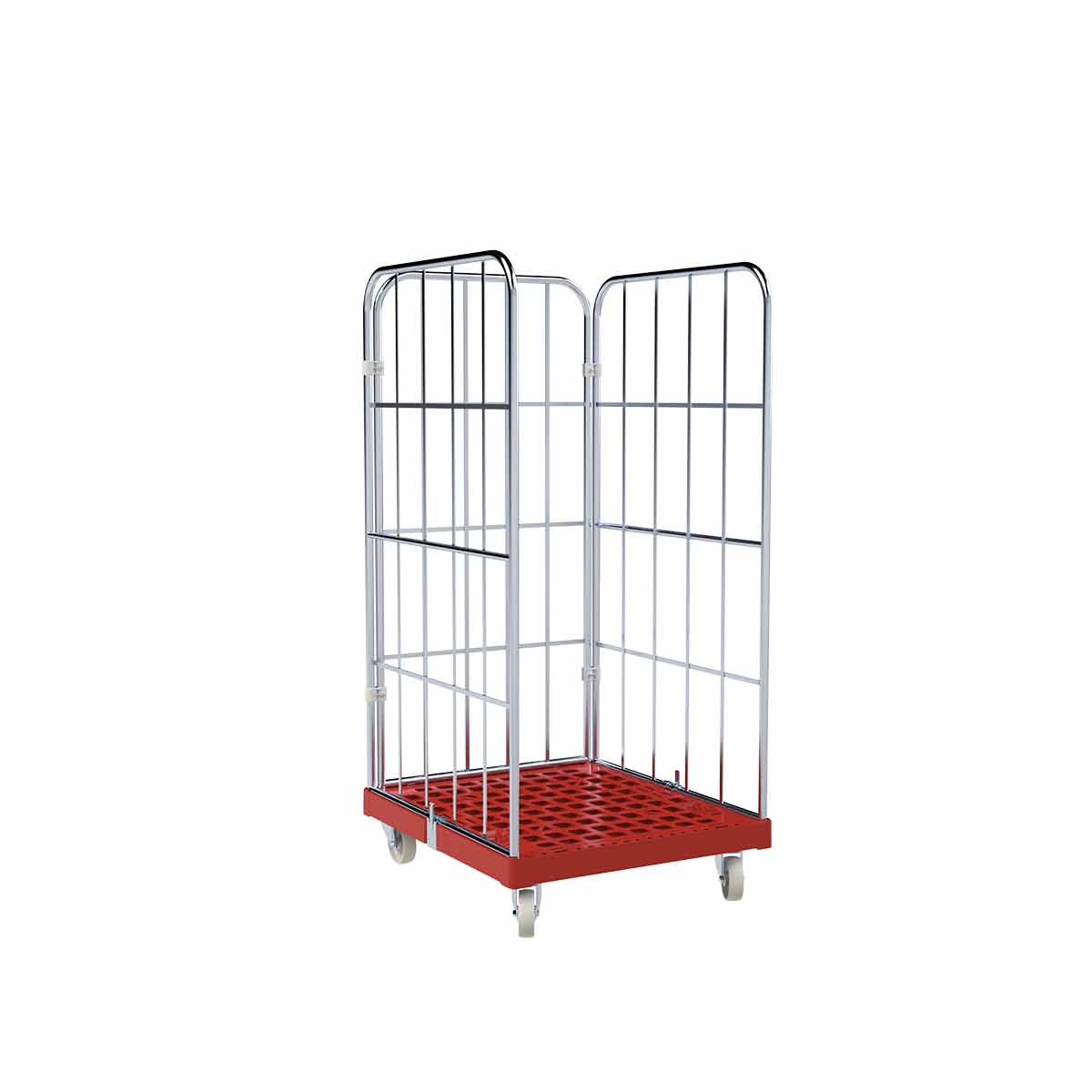 Rollbehälter 1350 KU rot, 724 x 815 mm, 3-seitig, Cr 3
