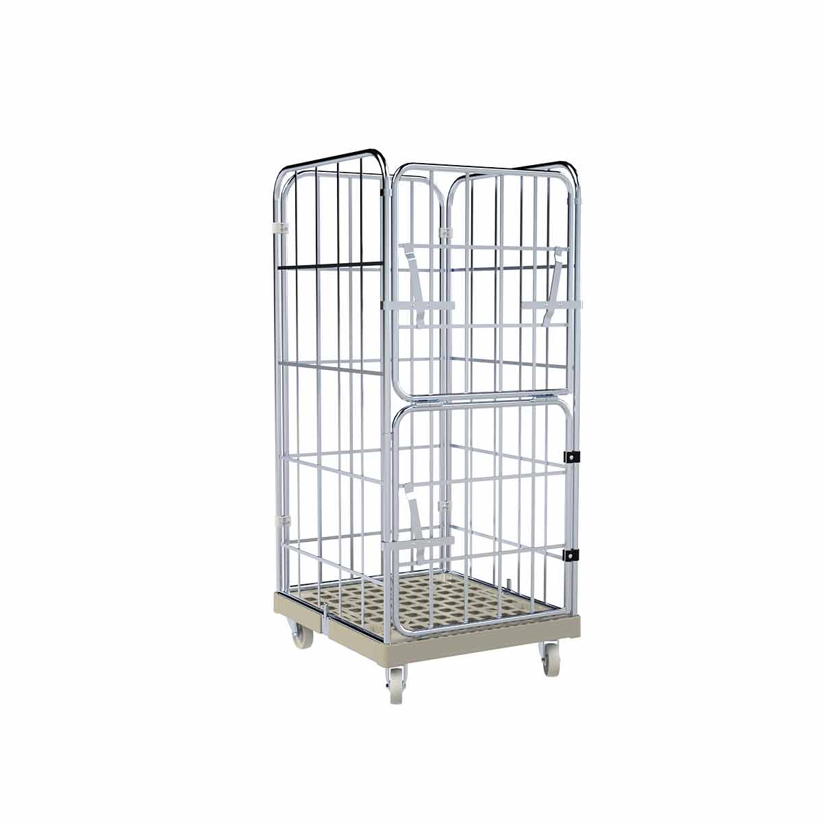 Rollbehälter 1460 KU grau, 724 x 815 mm, 4-seitig, Vorderwand