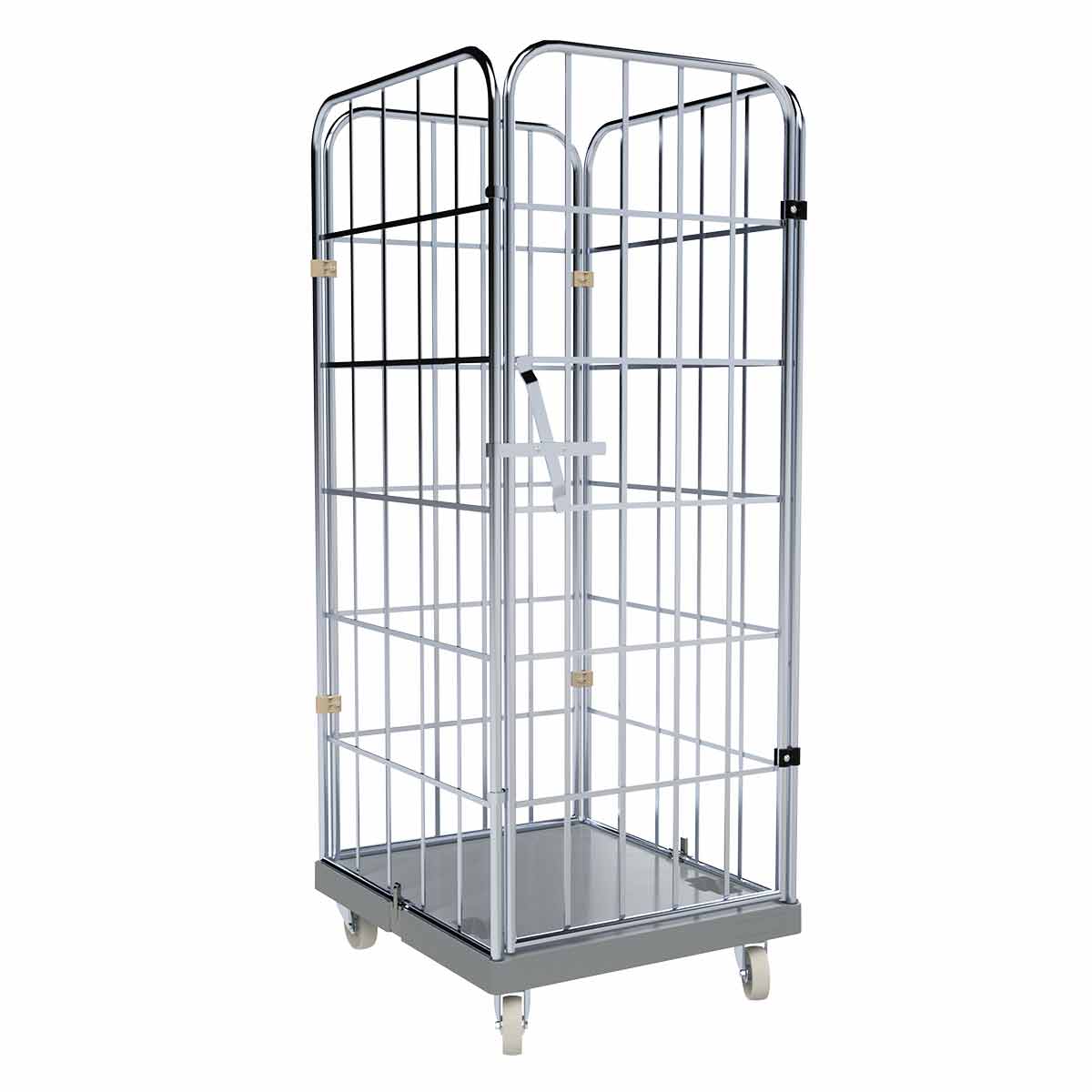 Rollbehälter 1650 KU grau, 724 x 815 mm, 4-seitig, 1 Vorderwand, Cr