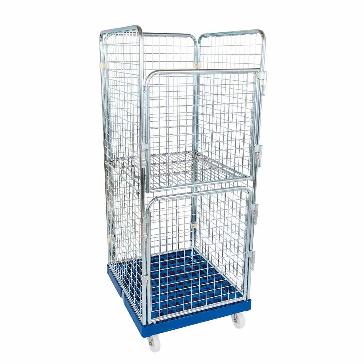 Rollbehälter ADB 1600 KU blau, 724 x 815 mm, 4-seitig, 2 Türen, 1