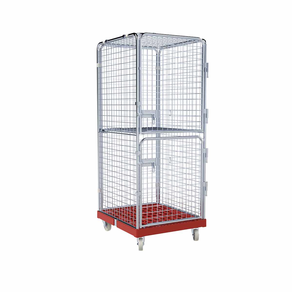 Rollbehälter ADB 1600 KU rot, 724 x 815 mm, 5-seitig, 2 Türen, 1 ZWB
