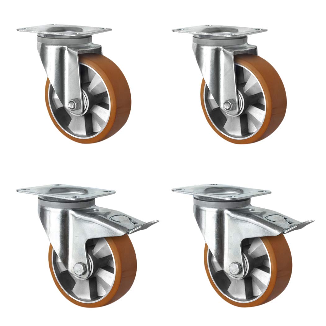 Schwerlastrollen 160 mm I Rollensatz I 2 Lenkrollen mit FST, 2 Lenkrollen - Abrollwerk