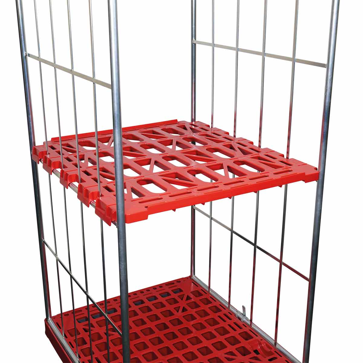 Zwischenboden KU rot, für Rollbehälter 724 x 815 mm, 2 und 3-seitig