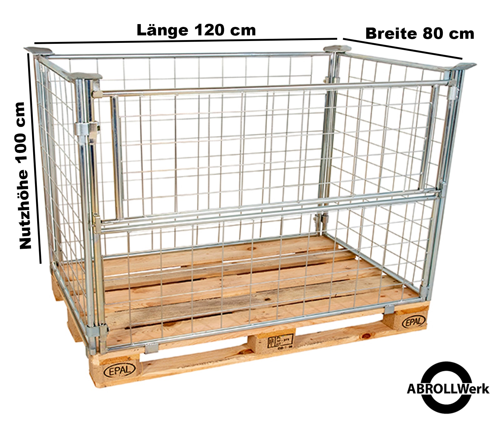 Gitteraufsatzrahmen verzinkt mit Nutzhöhe 1000mm, 100x100 Drahtmaschung, Cr 3