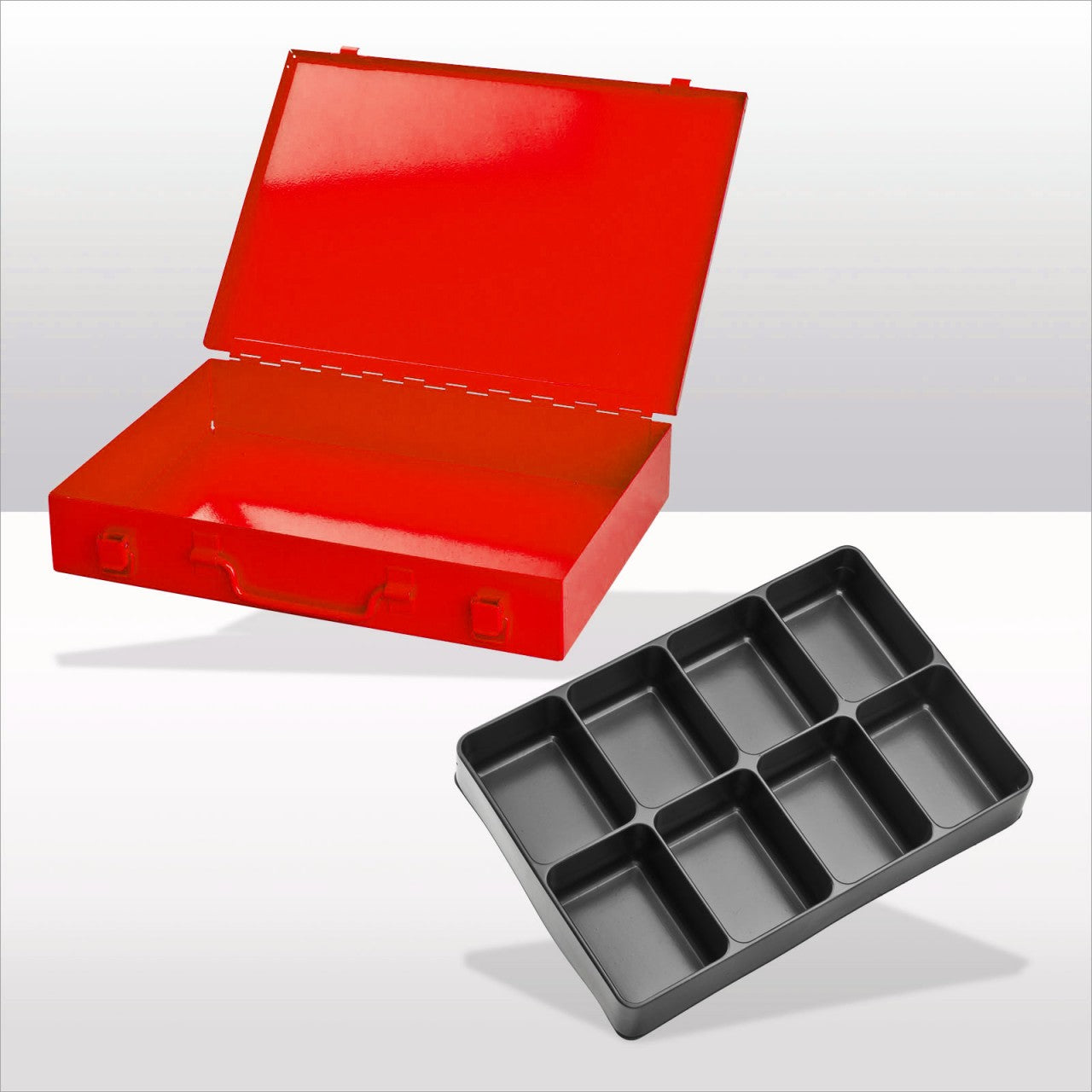 Werkzeugkofferset m.8-fach Einteiler RAL 3020