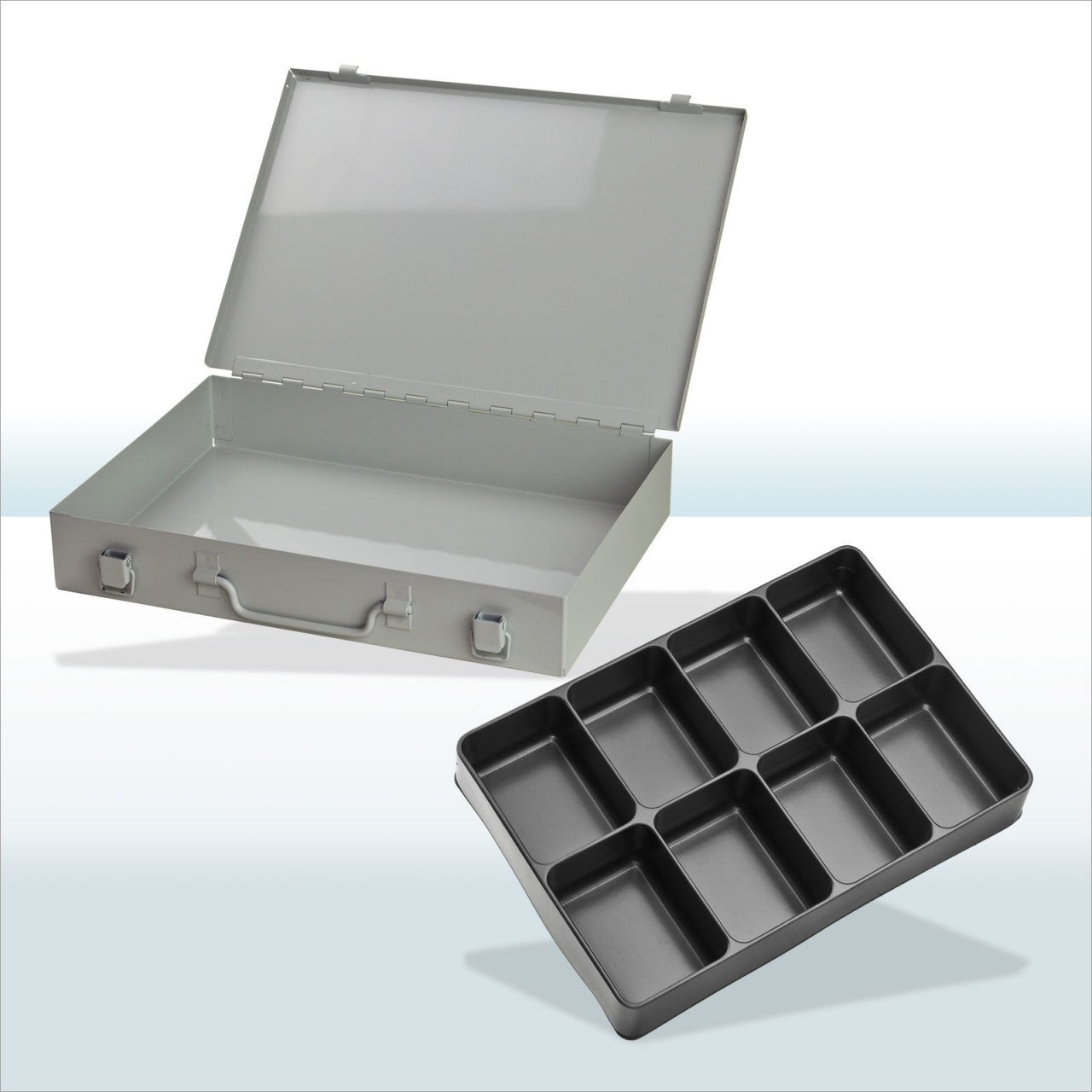 Werkzeugkofferset m.8-fach Einteiler ,RAL 7035