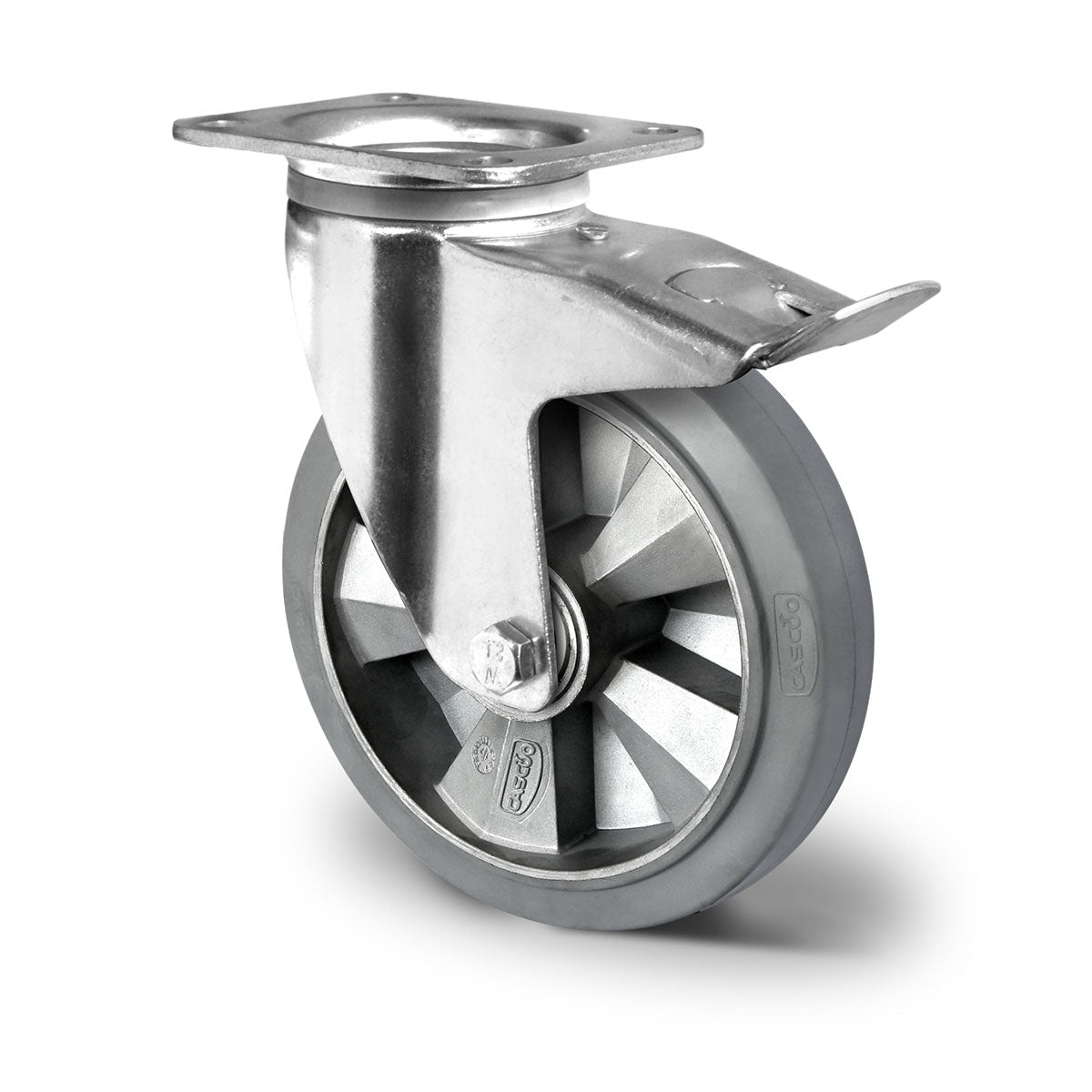 Lenkrolle mit Feststeller, Ø 125 mm, Elastik