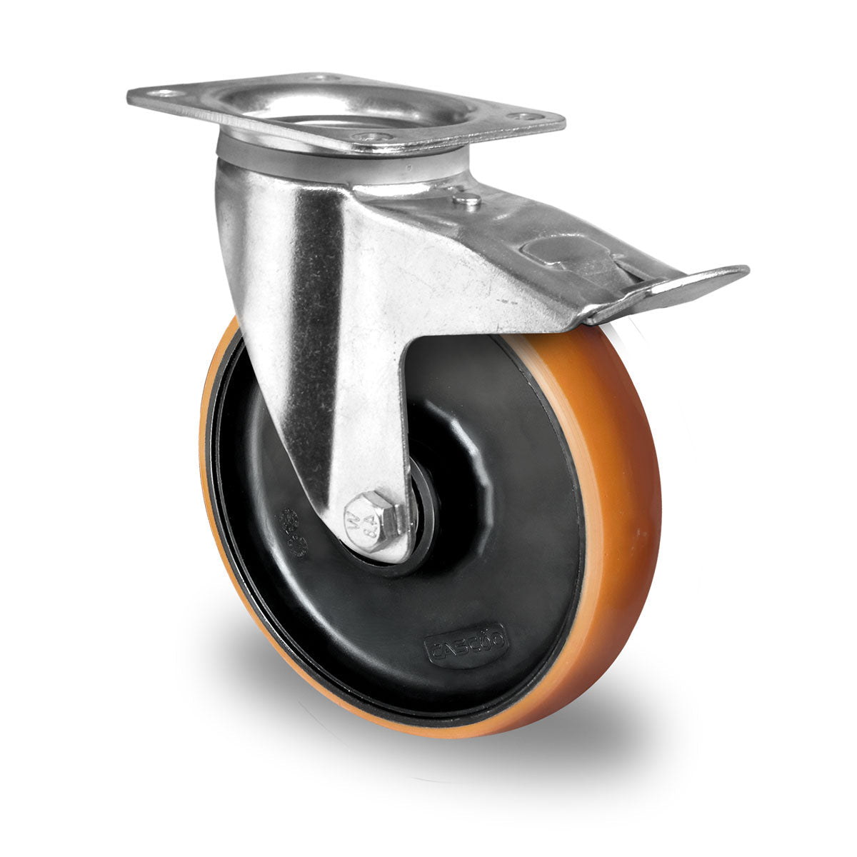 Lenkrolle mit Feststeller, Ø 125 mm, Polyurethan