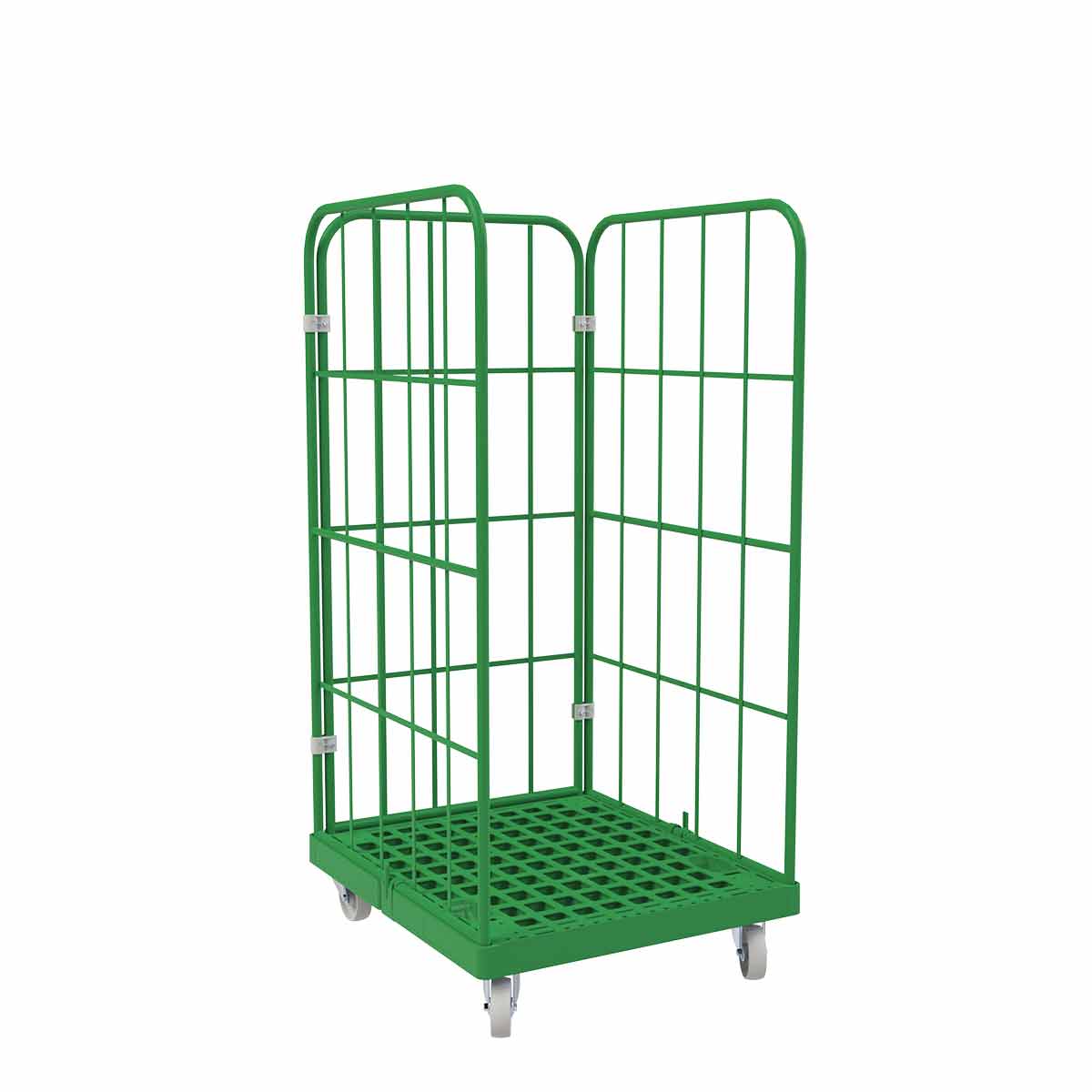 Rollbehälter 1350 KU grün, 724 x 815 mm, 3 - seitig, grün - Abrollwerk