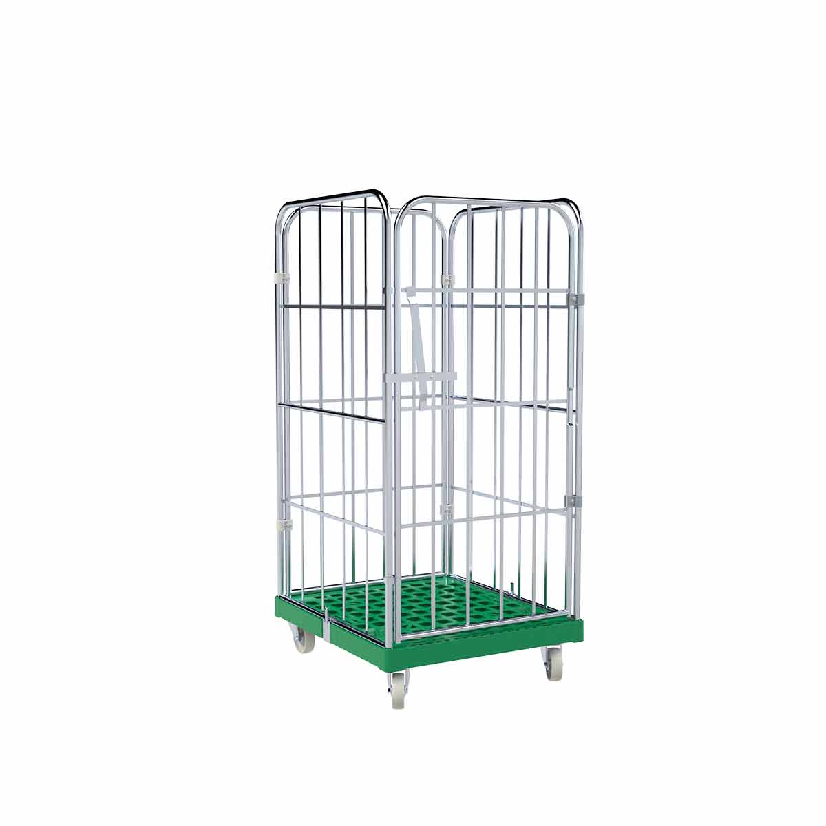 Rollbehälter 1350 KU grün, 724 x 815 mm, Typ 4-seitig, 1 Vorderwand