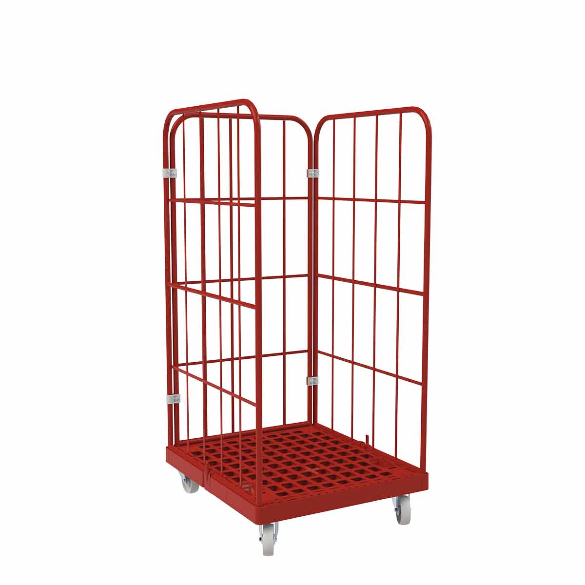 Rollbehälter 1350 KU rot, 724 x 815 mm, 3 - seitig, rot - Abrollwerk