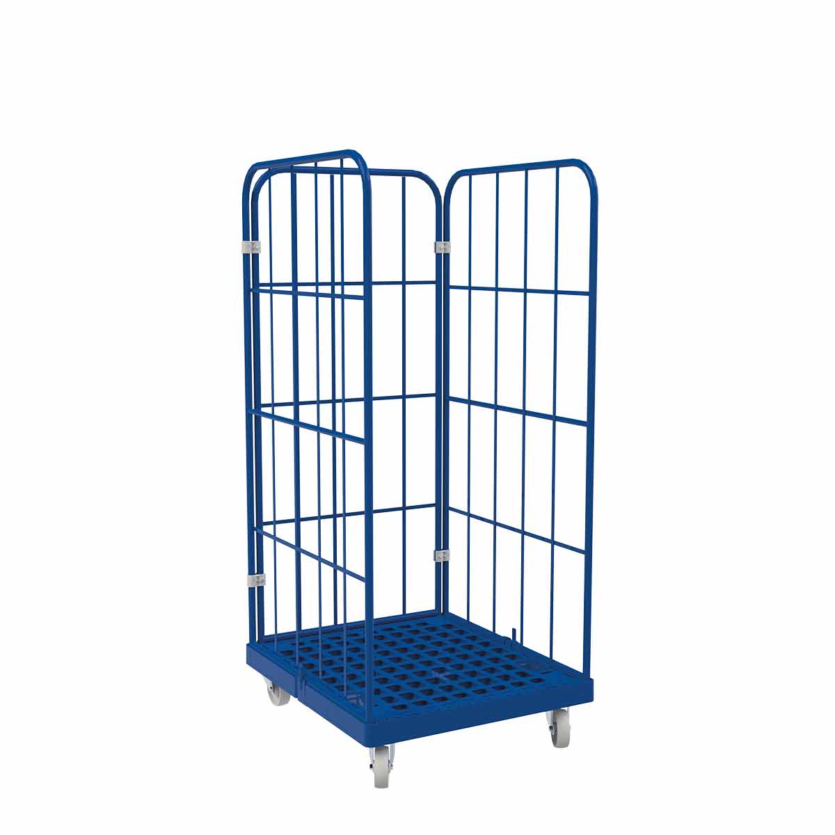 Rollbehälter 1450 KU blau, 724 x 815 mm, 3 - seitig, blau - Abrollwerk