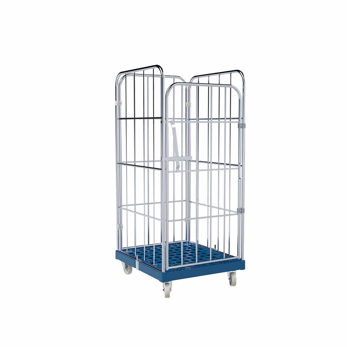 Rollbehälter 1450 KU blau, 724 x 815 mm, Typ 4-seitig, 1 Vorderwand