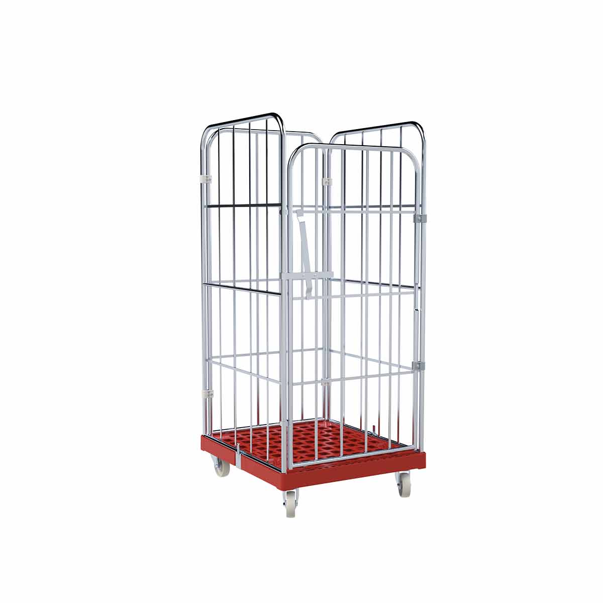 Rollbehälter 1450 KU rot, 724 x 815 mm, Typ 4-seitig, 1 Vorderwand