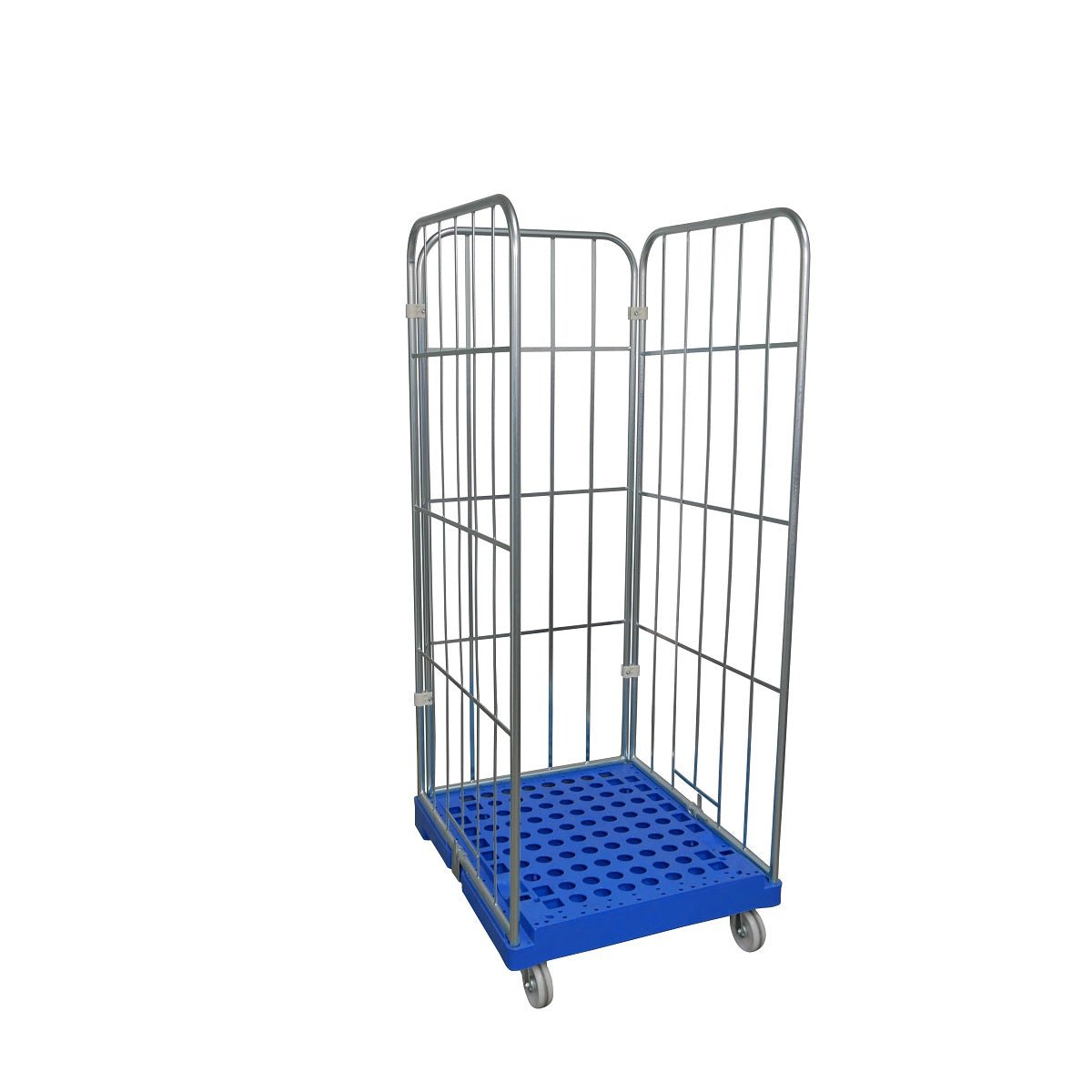 Rollbehälter 1600 KU blau, 724 x 815 mm, 3-seitig, Cr 3, Schrägboden
