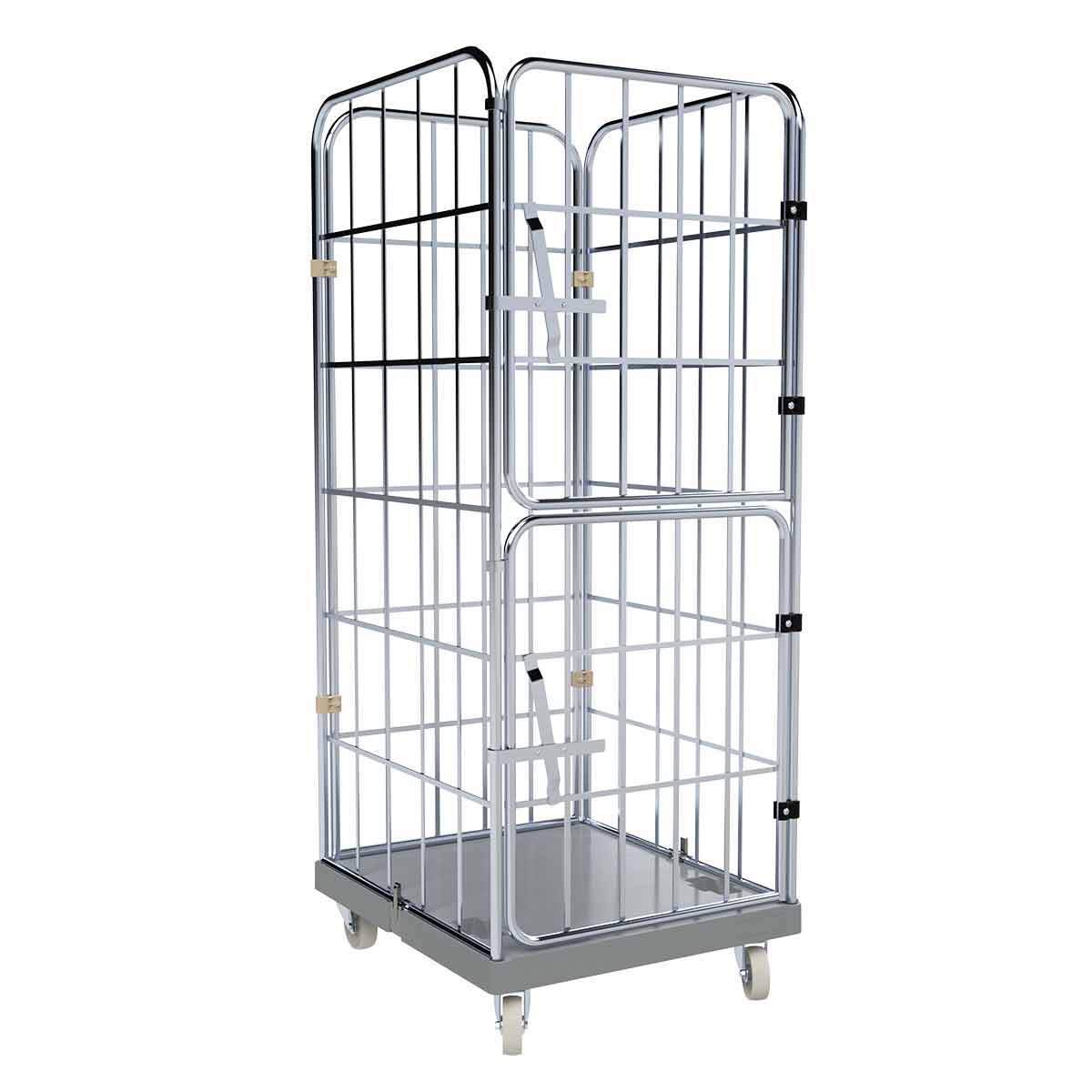 Rollbehälter 1650 KU grau, 724 x 815 mm, 4-seitig, 2 Vorderwände