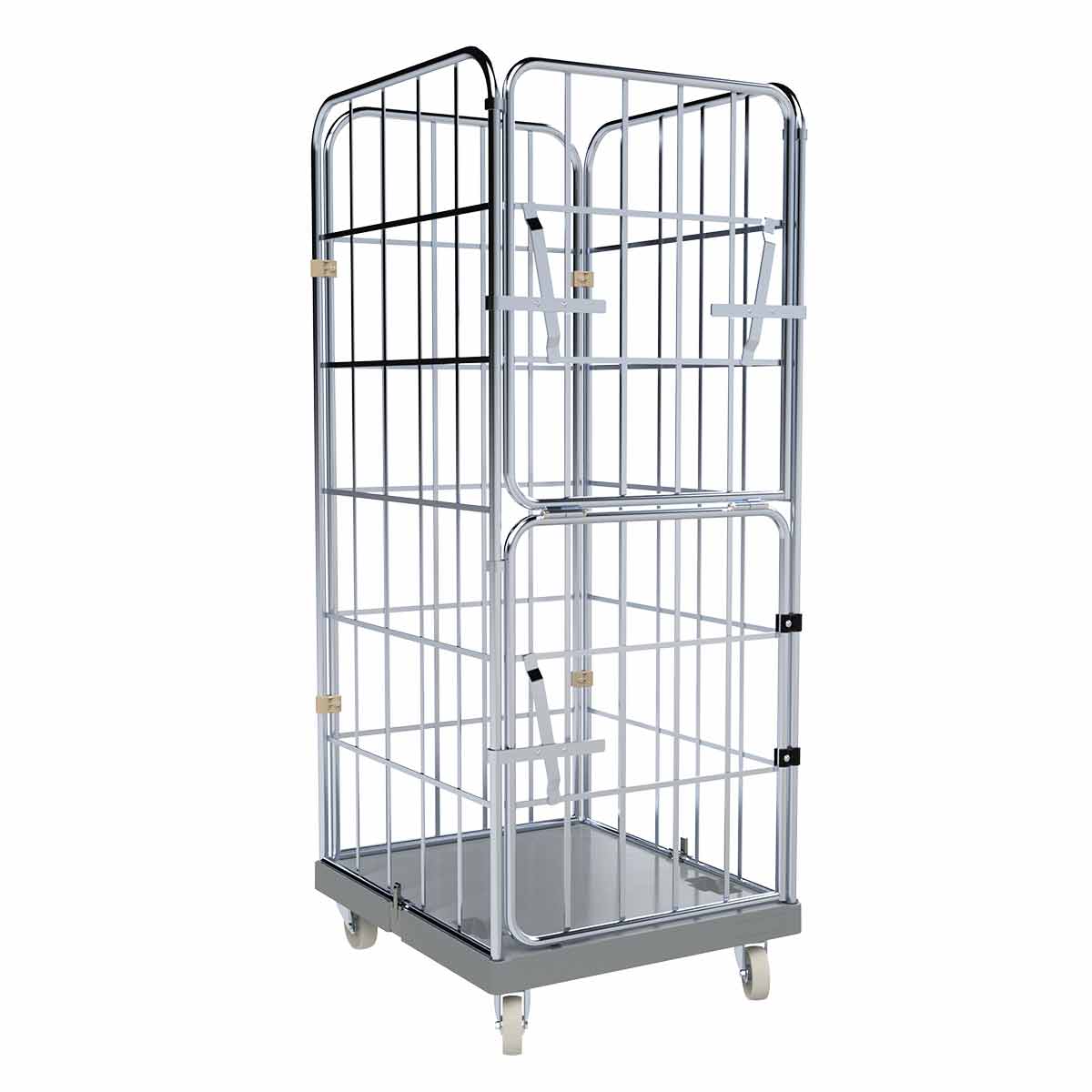 Rollbehälter 1650 KU grau, 724 x 815 mm, 4-seitig, Vorderwand