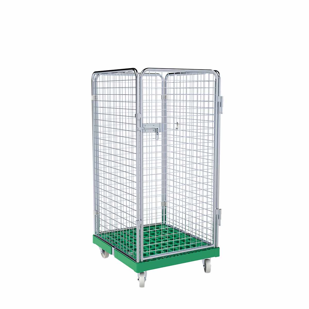 Rollbehälter ADB 1350 KU grün, 724 x 815 mm, 4-seitig, 1 Tür, Cr 3