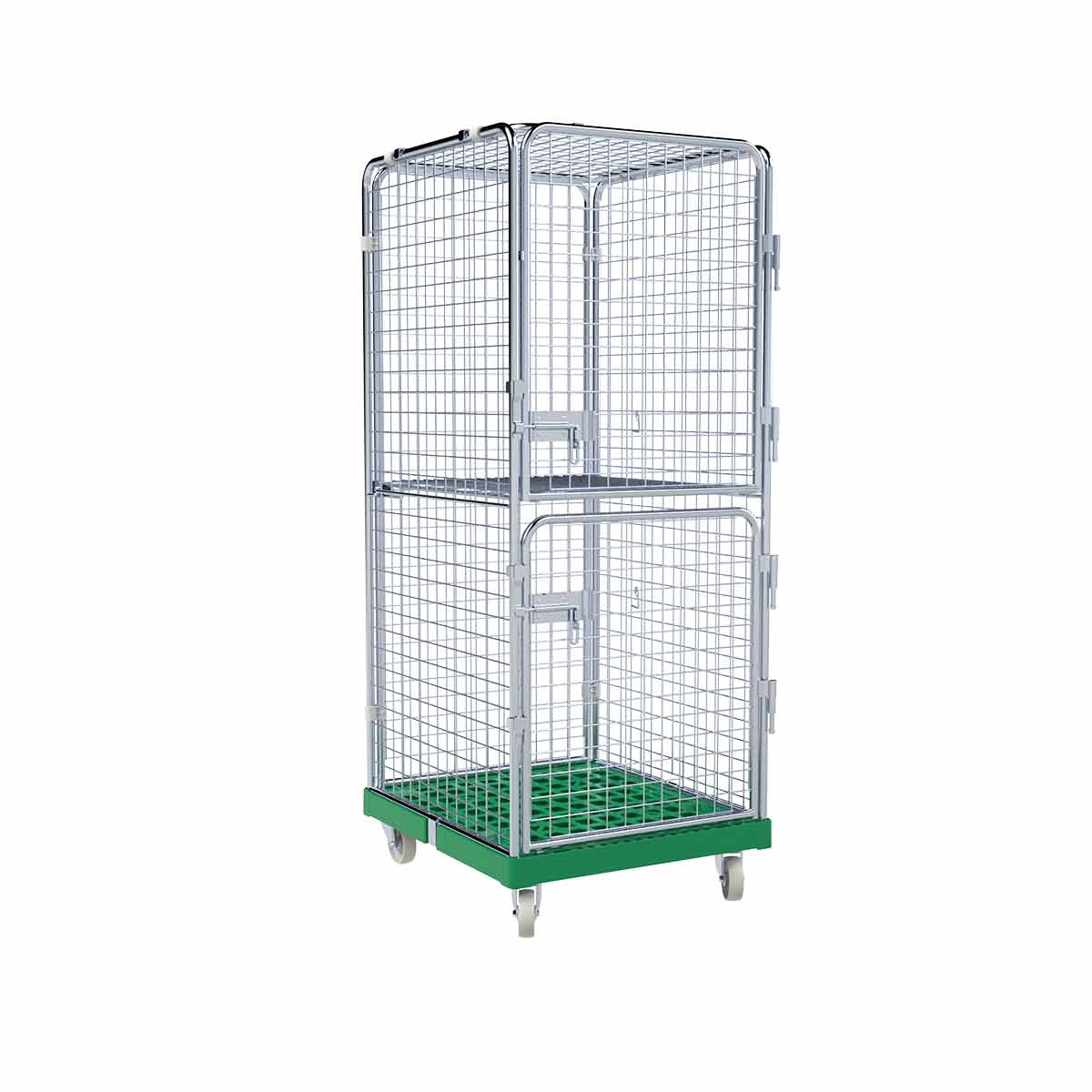 Rollbehälter ADB 1600 KU grün, 724 x 815 mm, 5-seitig, 2 Türen, 1