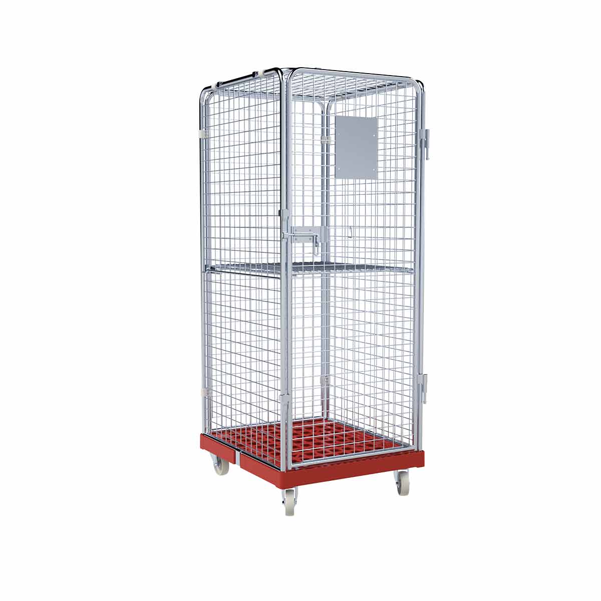 Rollbehälter ADB 1600 KU rot, 724 x 815 mm, 5-seitig, 1 Tür, 1 ZWB