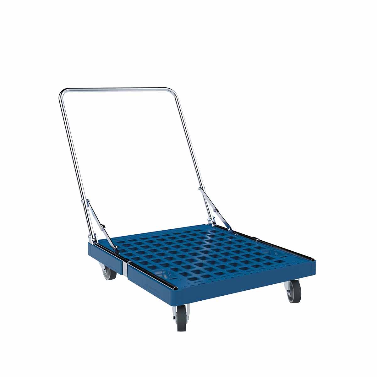 Rollplatte KU blau, 724 x 815 mm, ø 100 TPE, mit klappbarem Schiebebügel ME - Abrollwerk