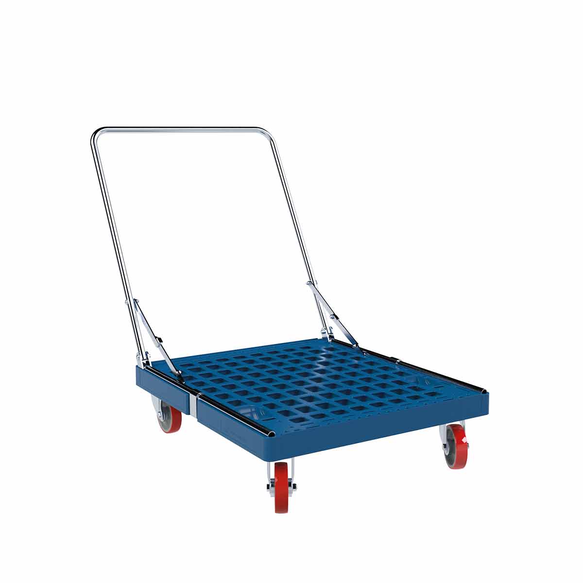 Rollplatte KU blau, 724 x 815 mm, ø 125 PU, mit klappbarem Schiebebügel ME - Abrollwerk