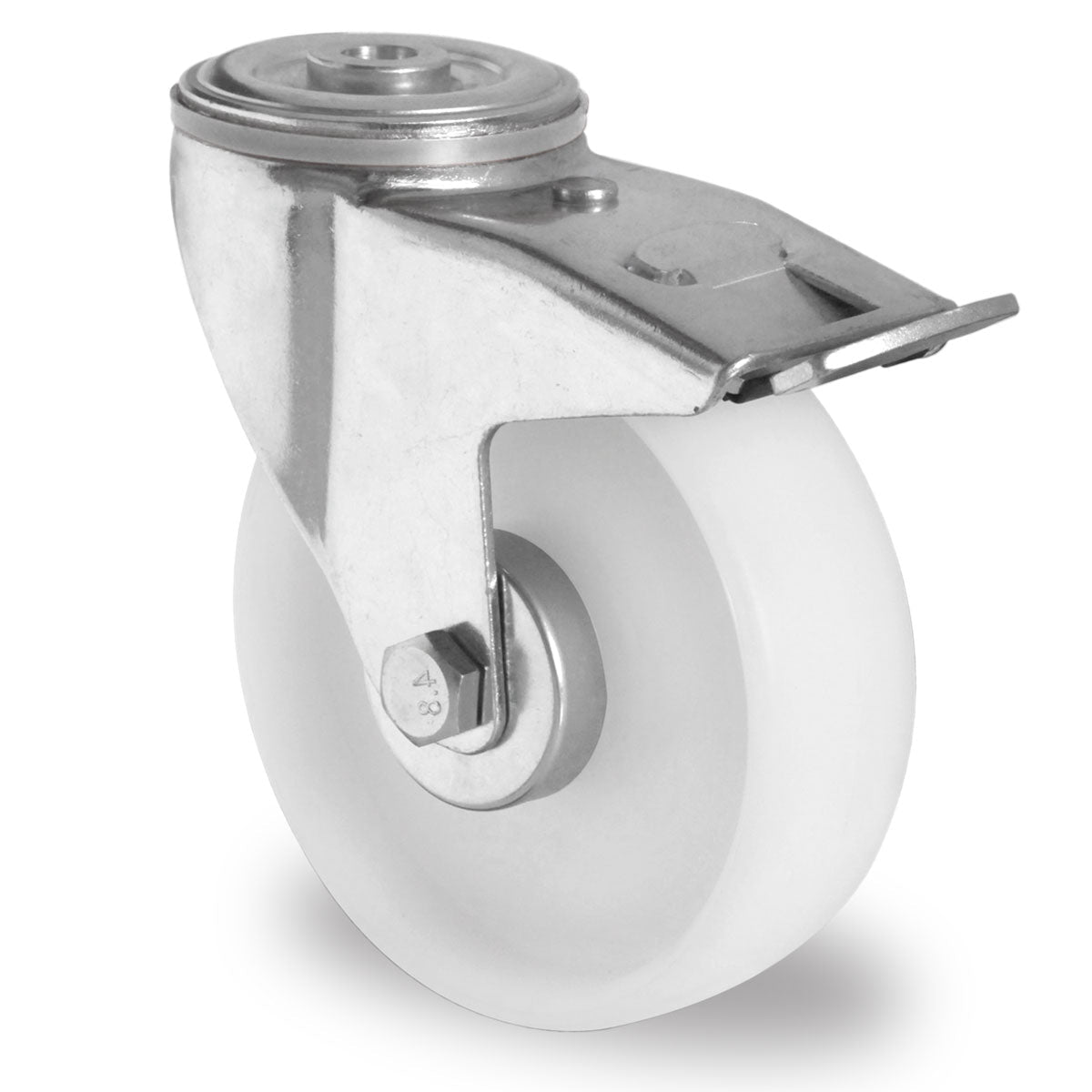 Rückenlochlenkrolle mit Totalfeststeller ø 125 mm Serie N0N0 Rollenlager - Abrollwerk