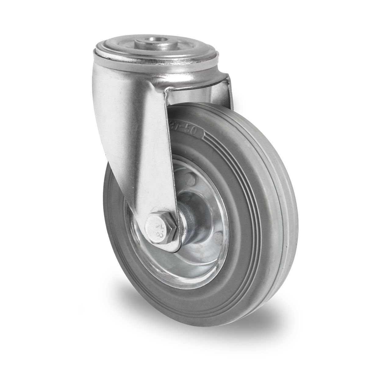 Rückenloch-Lenkrolle, Ø 200 mm, Vollgummi