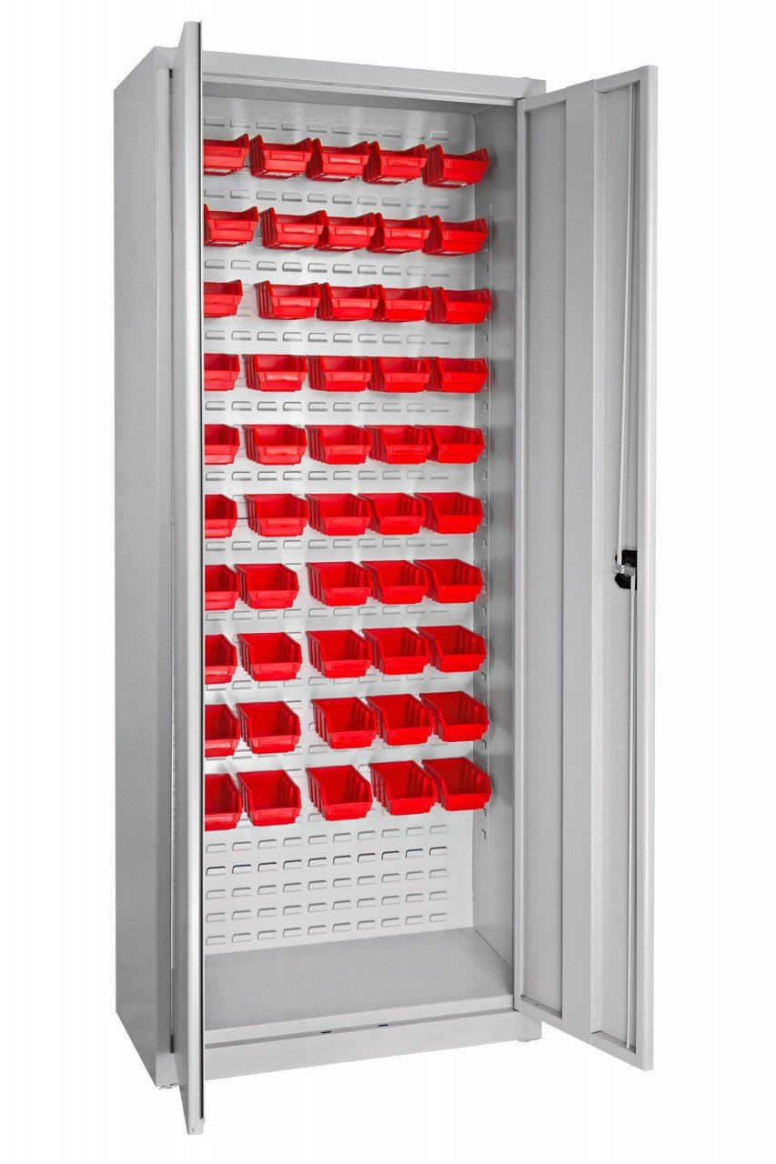 Schrank mit Schlitzplatte + 50 Ergoboxen Gr.2