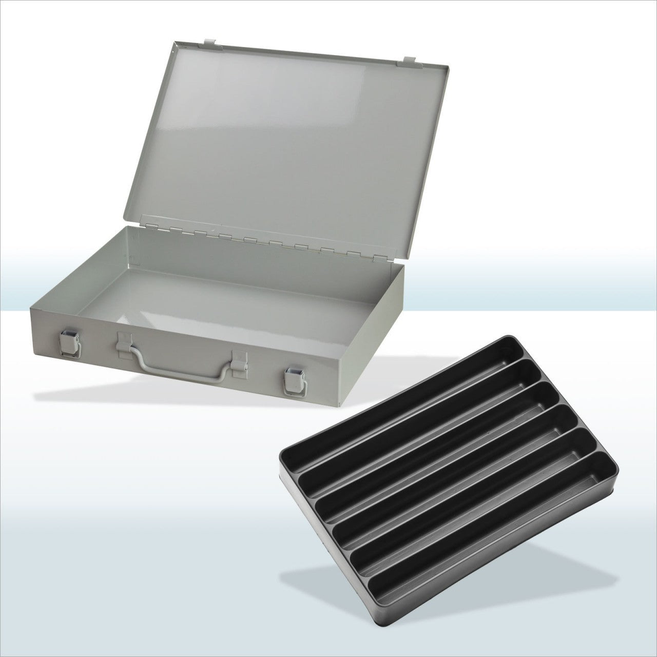 Werkzeugkofferset m.6-fach Einteiler ,gleichlang,RAL 7035
